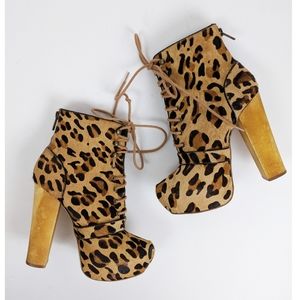 Steve Madden leopard print calf hair booties